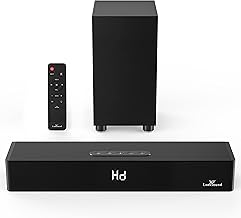 Soundbar with Subwoofer, 2.1 Sound Bar for TV, PC, Gaming, Surround Sound System TV Speaker with Bluetooth/HDMI ARC/Optical/AUX/USB