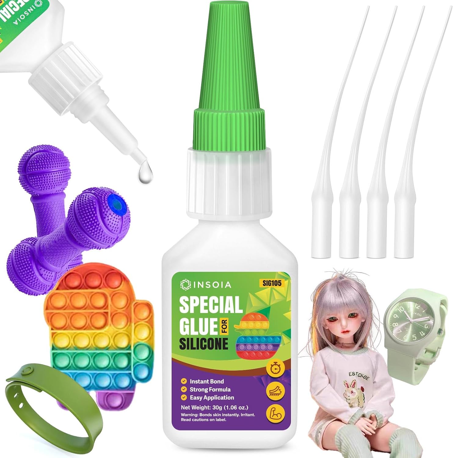 Silicone Glue, 20g Clear Super Glue for Silicone Repair Quick Fix Silicones Adhesive Heavy Duty Strong Crazy Instant Glue for Bonding Model, Toys, TPR, TPU, DIY Crafts and More