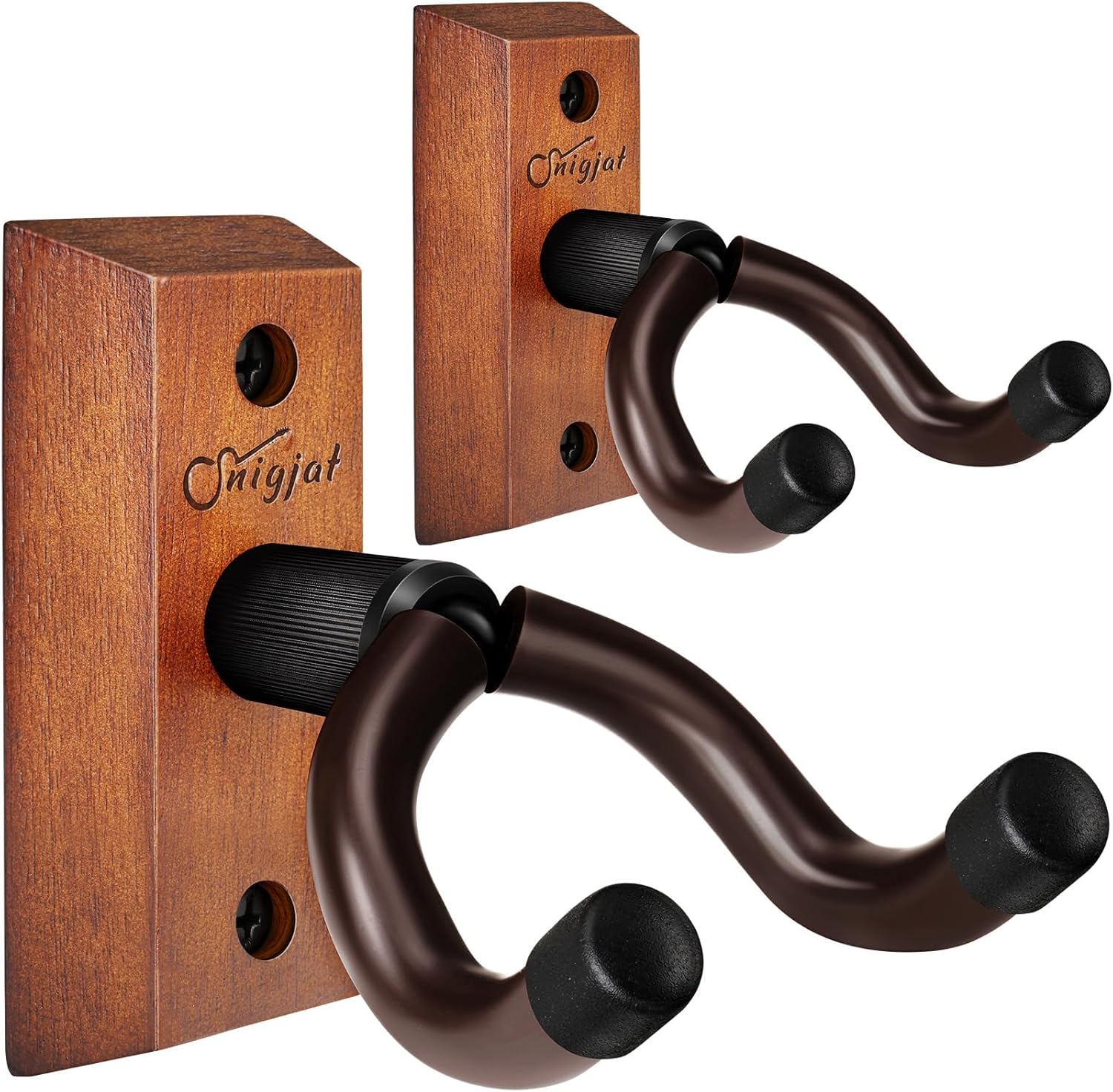 SNIGJAT Guitar Wall Mount 2 Pack, Hardwood Guitar Hanger Wall Hook Holder Stand with Screws, Guitar Wall Mount Hanger for Acoustic Guitar, Electric Guitar, Banjo, Bass, Mandolin