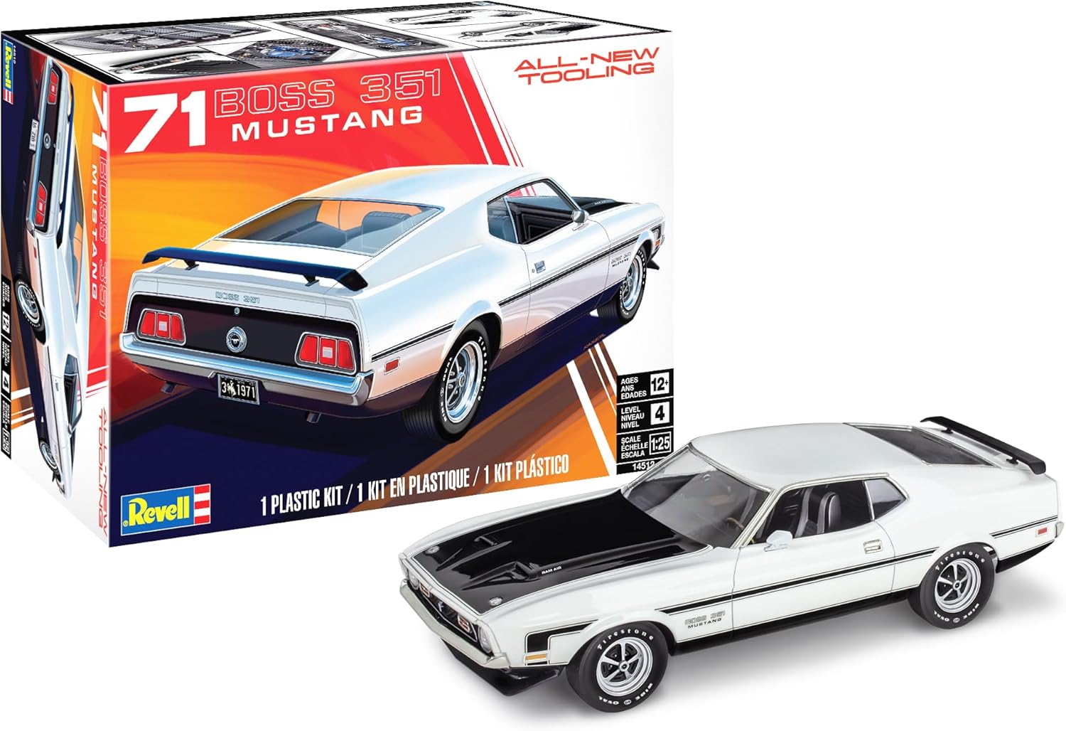 Level 4 Model Kit 1971 Ford Mustang Boss 351 1/25 Scale Model by Revell