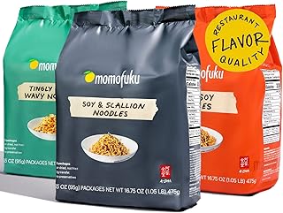 Momofuku Ramen Noodle Variety Pack by David Chang, 15 Count (Pack of 3) Air-Dried Never Fried Vegan Instant Noodles with 11g of Plant Based Protein