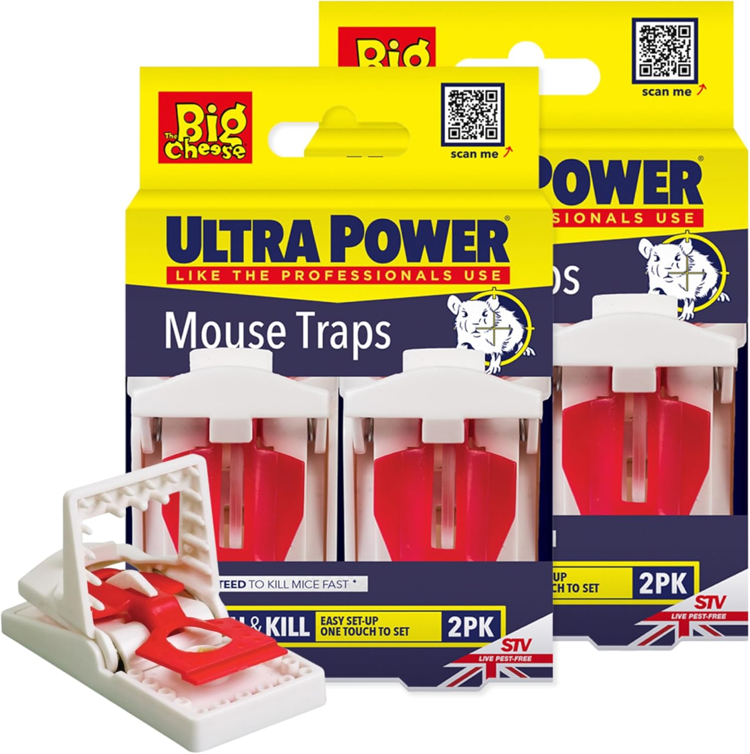 The Big Cheese Ultra Power Ready-Baited Mouse Trap - Multi Pack - Reusable Mouse Traps For Indoor & Outdoor Use - Humane Mouse-Trap - Easy to Clean Plastic Mice Trap - Prebaited Rodent Trap