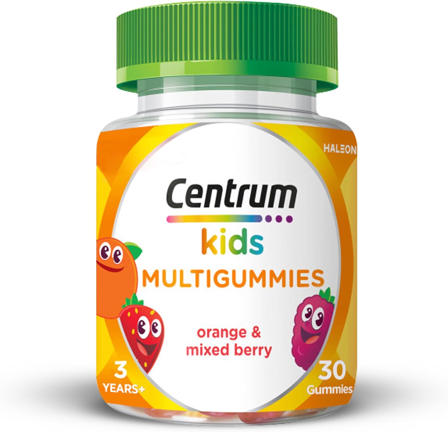 Centrum Multivitamins Orange and Mixed Berry Gummies, for Kids Immunity Support, Natural Fruit Flavour, Includes Key Vitamin C and D, 30 Chewable Multigummies