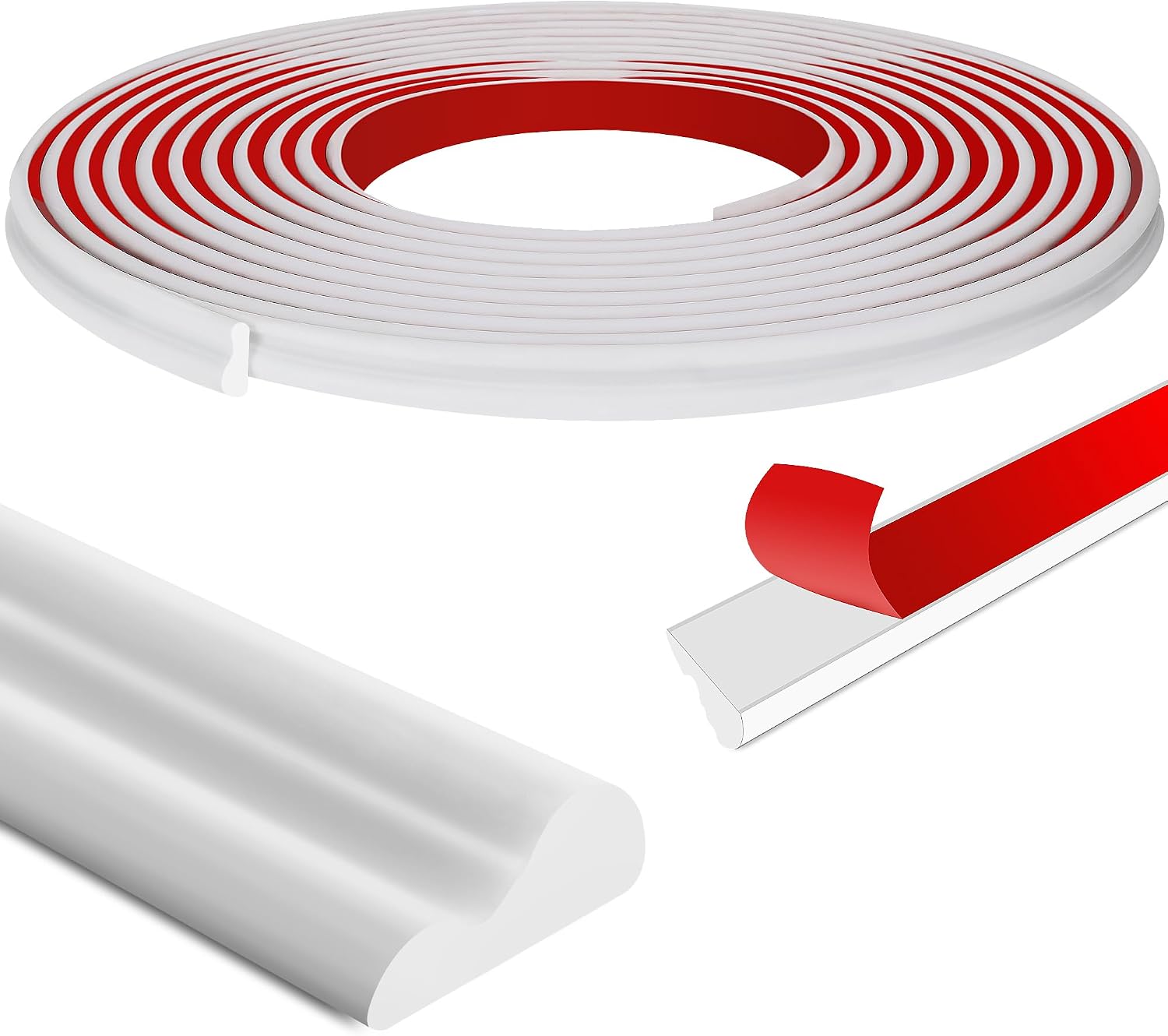 moonoom 20 Ft x 0.9''Wall Decoration Molding Trim,Self-Adhesive 3D Chair Rail Panel Molding, Flexible DIY Wall Trim for Wall Mirror Window Frame and Home Decoration