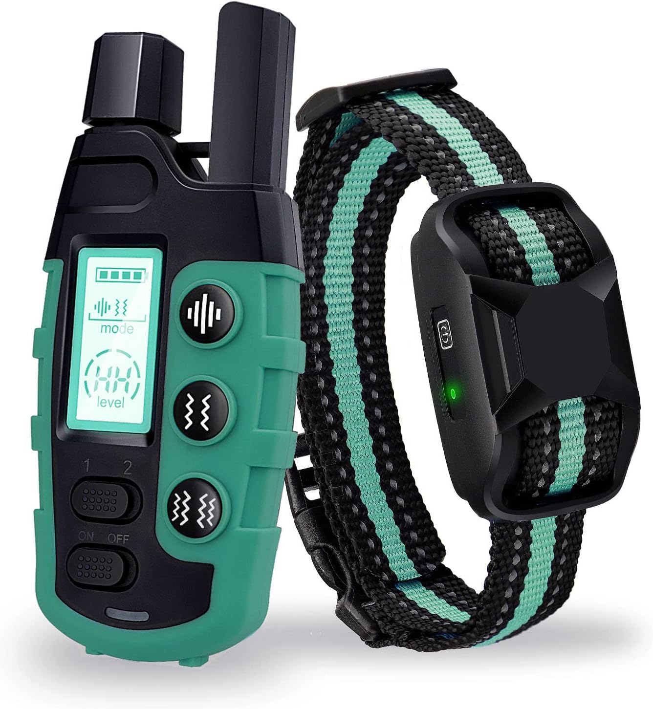 Dog Training Collar with Remote, 3300Ft Remote Range, Beep (1-8) & Vibration (1-16) Training Modes, USB Rechargeable IP67 Waterproof, Remote Anti Bark Collar for Large Medium Small Dogs (GREEN)