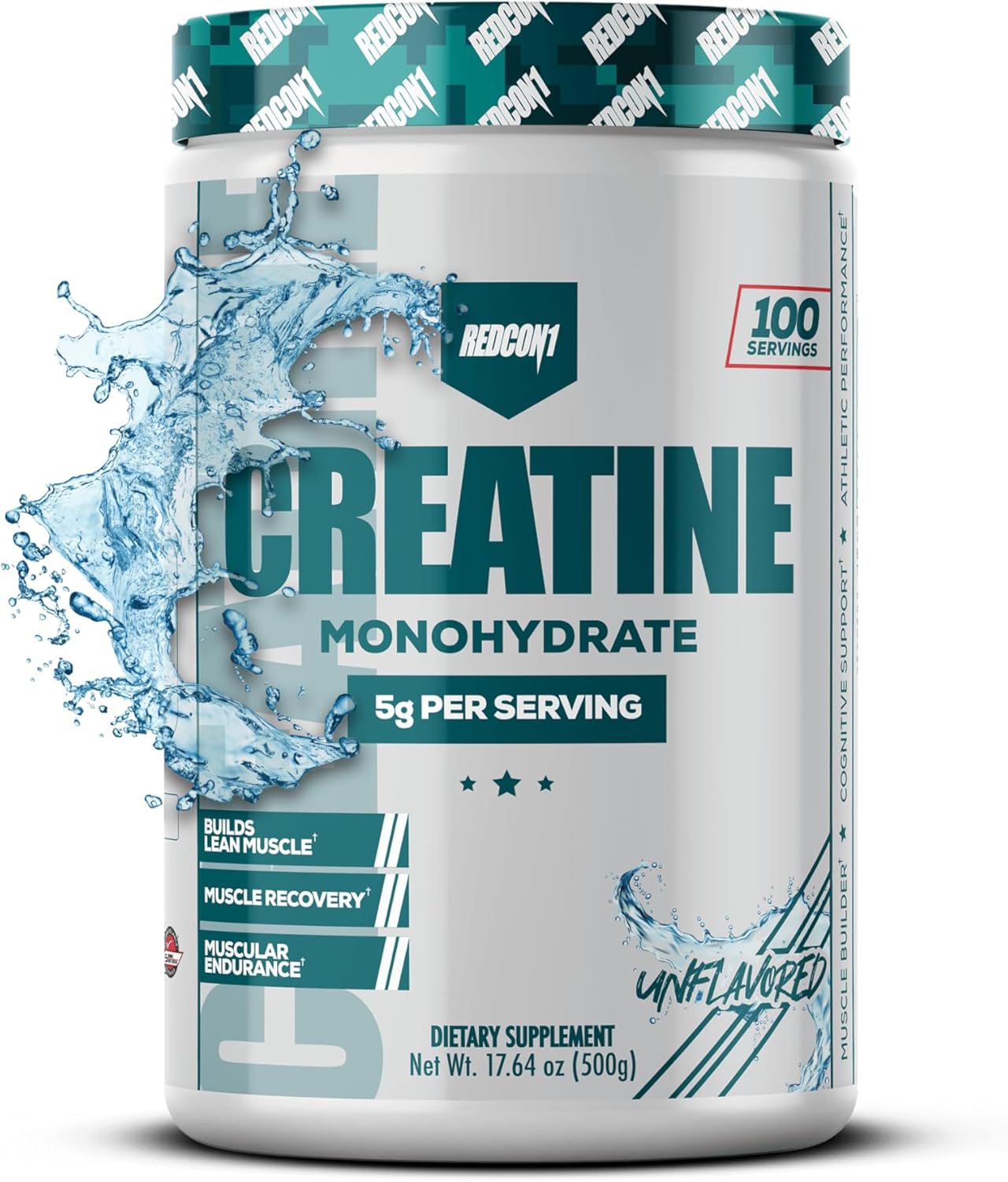 REDCON1 Creatine Monohydrate - Keto Friendly + Vegan Pre & Post Workout Supplement - Creatine Powder to Support Recovery & Athletic Performance (100 Servings)