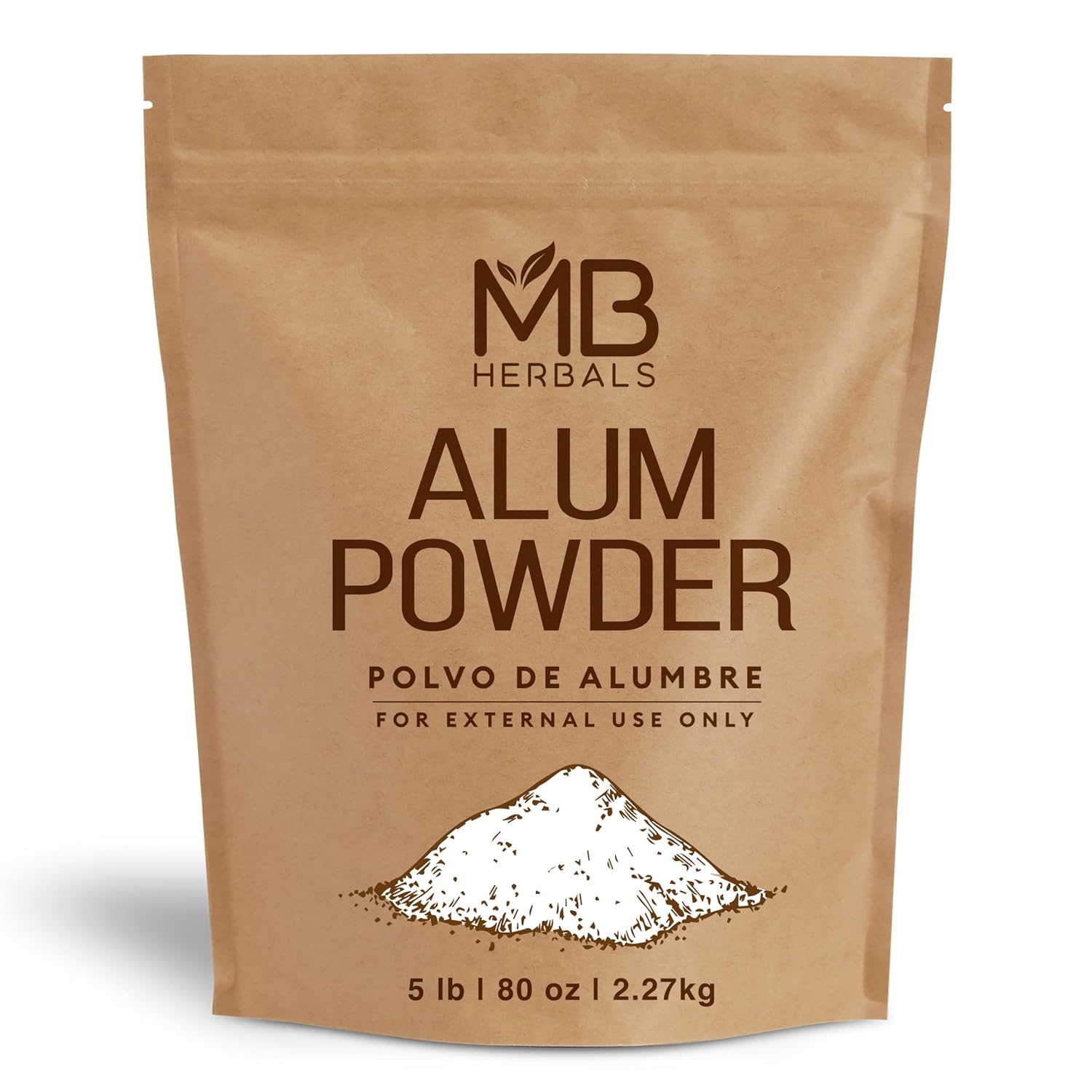 MB Herbals Alum Powder 5 lb | Leather Fabric and Paper Mordant | Deodorant | After Shave | Do Not Ingest | External Use Only