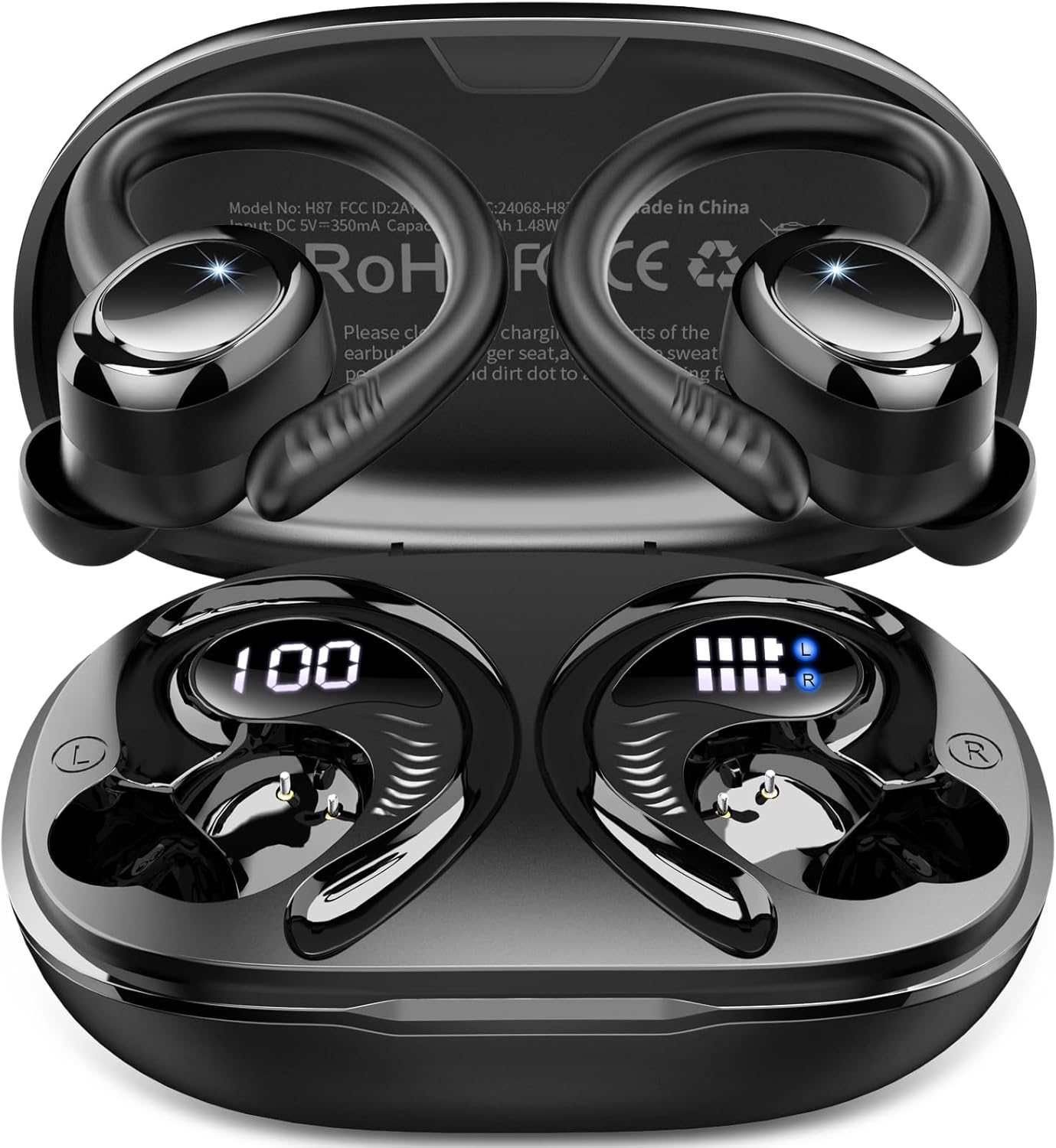 Wireless Earbuds Sport, 2025 3D-Stereo Bluetooth 5.4 Headphones Deep Bass Ear Buds, 4 ENC Noise Cancelling Mic Earphones Running, 50+Hrs USB-C IP-X7 Waterproof Headset Android iOS for Workout Gym