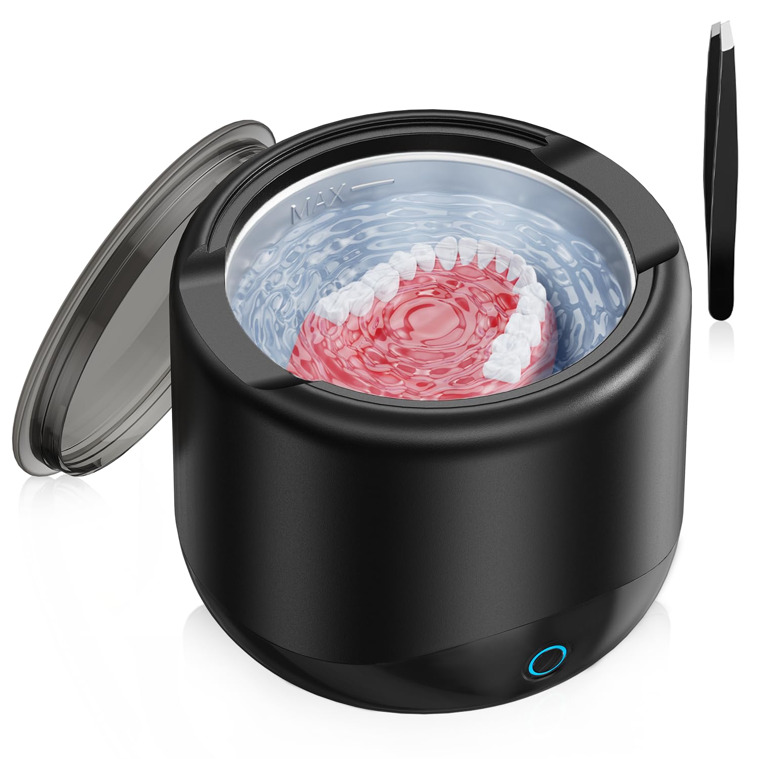 Ultrasonic Retainer Cleaner for Denture: Ultra Sonic Dental Cleaning - Mouth Guard Cleaner for Aligner at Home in The Bathroom 25W 220ML (LIGHT BLACK)
