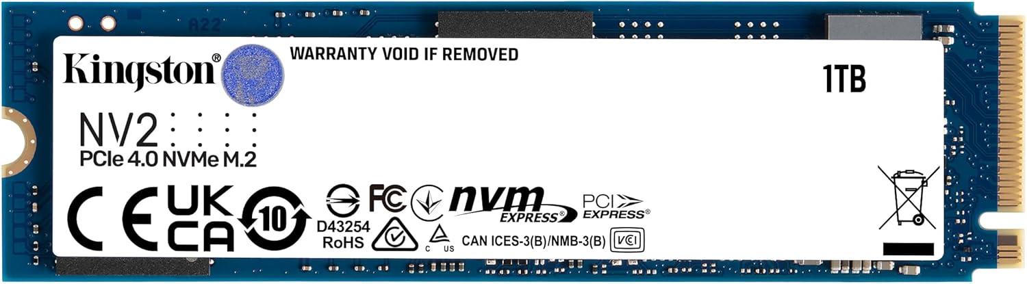 Kingston NV2 NVMe PCIe 4.0 Internal SSD 1TB M.2 2280 -SNV2S/1000G