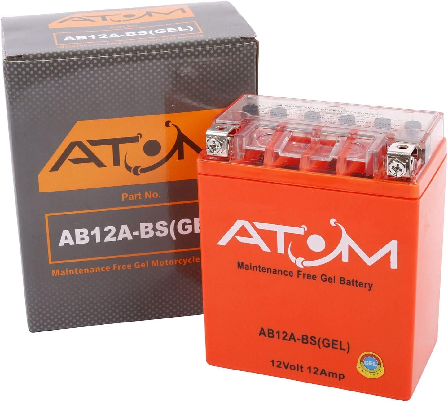 AB12A-A - Atom Gel Motorcycle Battery Factory Sealed 12V 12Ah
