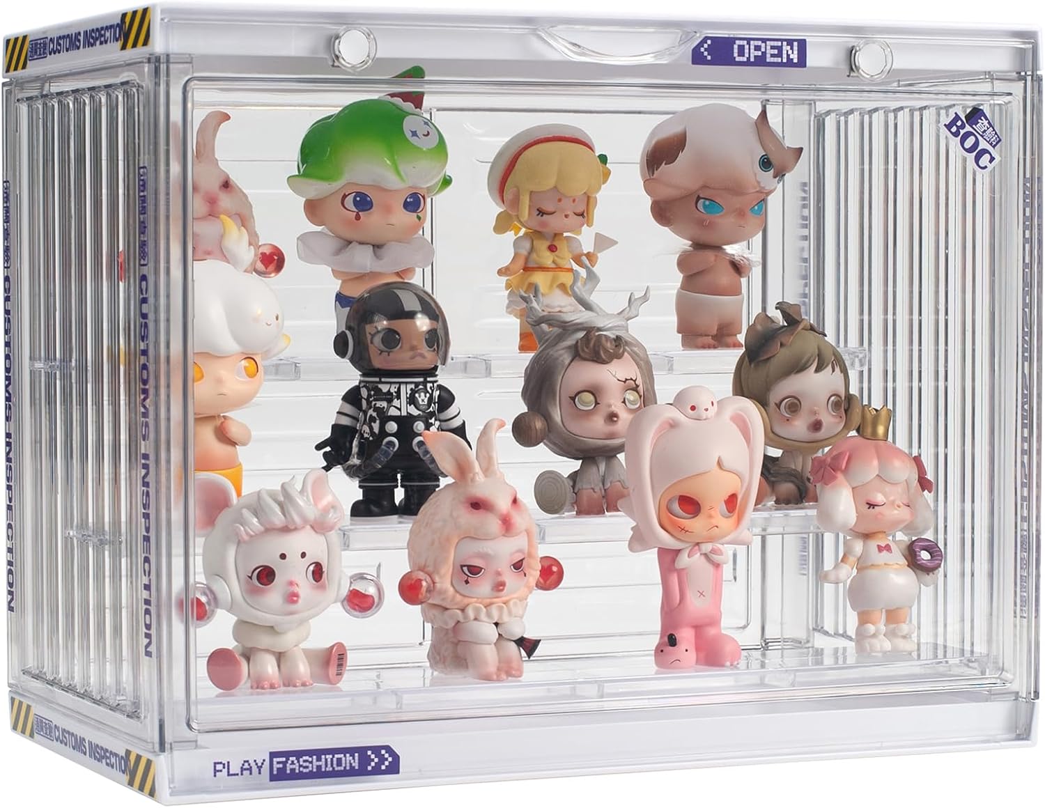 Clear Display Case for Figures, 3 Tier Adjustable Display Stand, Acrylic Display Box with Magnetic Door, Dustproof Showcase for Collectibles Mini Funko Pop Popmart Action Figures (Clear-1 Pack)