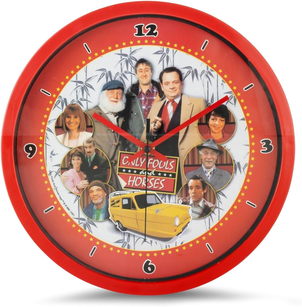 Sporting Profiles Only Fools and Horses Official Round Battery Operated Wall Clock Del Boy Trotter and all the Cast