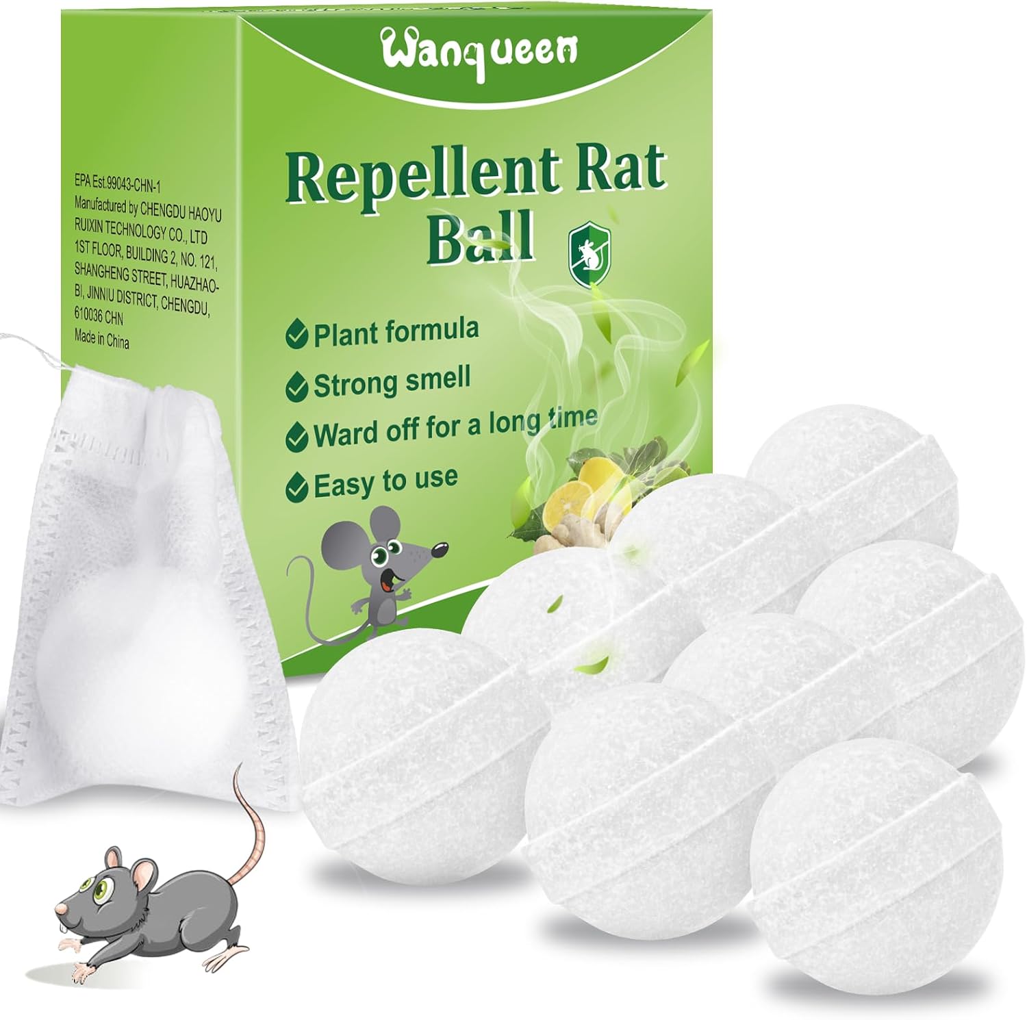 8 Pack Mouse Rodent Repellent Balls – Peppermint Oil to Repel Mice & Rats, Long Lasting 3 Months Protection, Safe for Pets & Kids – Natural Deterrent for Home, Garage, Car