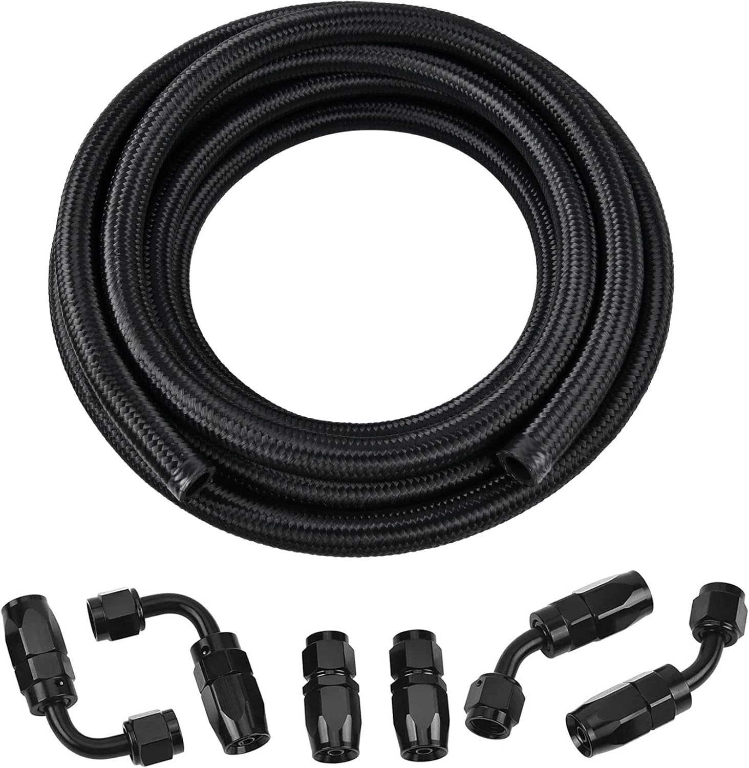 EVIL ENERGY 6AN Fuel Line Kit,AN6 Braided Nylon Fuel Hose CPE 10FT Black