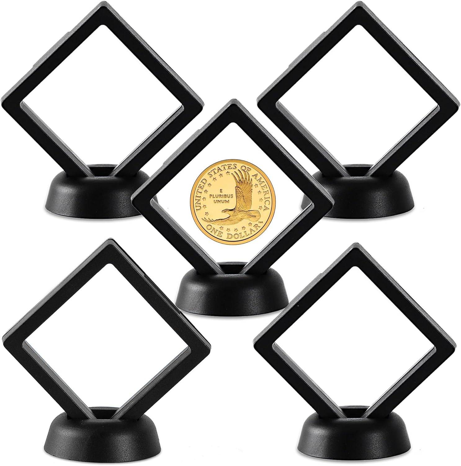 Coin Floating Stand - 5 Pcs Coin Display Box Display Frame Kit for Coins Jewelry Medallions Stones 5PCS 2.75"x2.75"x0.75" Uncle Paul CS307
