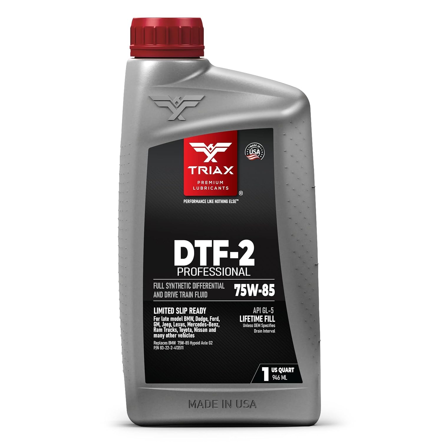 TRIAX DTF-2 Professional 75W-85 GL-5 - Full Synthetic Gear Oil - Differentials - Drivetrain - Lifetime Fill - Limited Slip Compatible - High-Performance - 1 Quart / 0.946 L