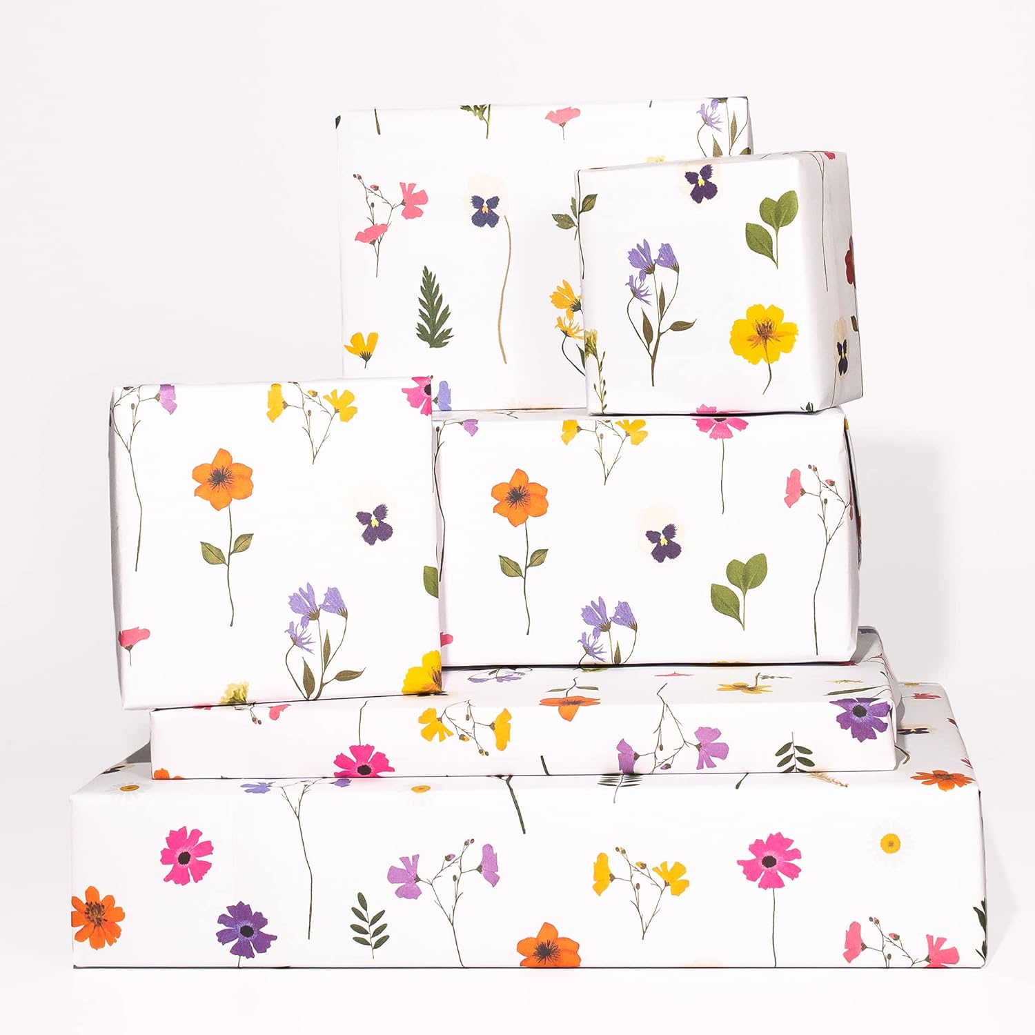 Sustainable Wrapping Paper Sheets (x6) - Designer Gift Wrap - Floral - For Women Girls Female Friends - White & Pink Flowers - Recyclable - For New Home Birthday Easter Dayspring - By Central 23