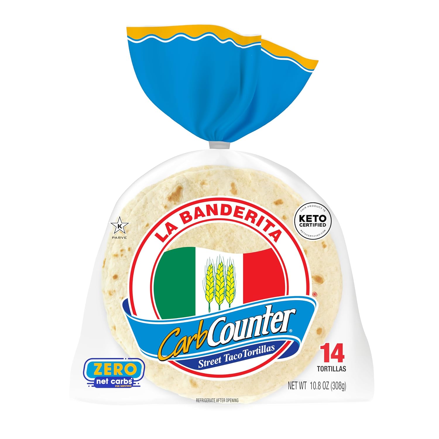 La Banderita Carb Counter® Street Taco | 4.5" Size Flour Tortillas |Zero Net Carbs |Keto Certified | 10.8 oz.| 14 Count (Pack of 6)