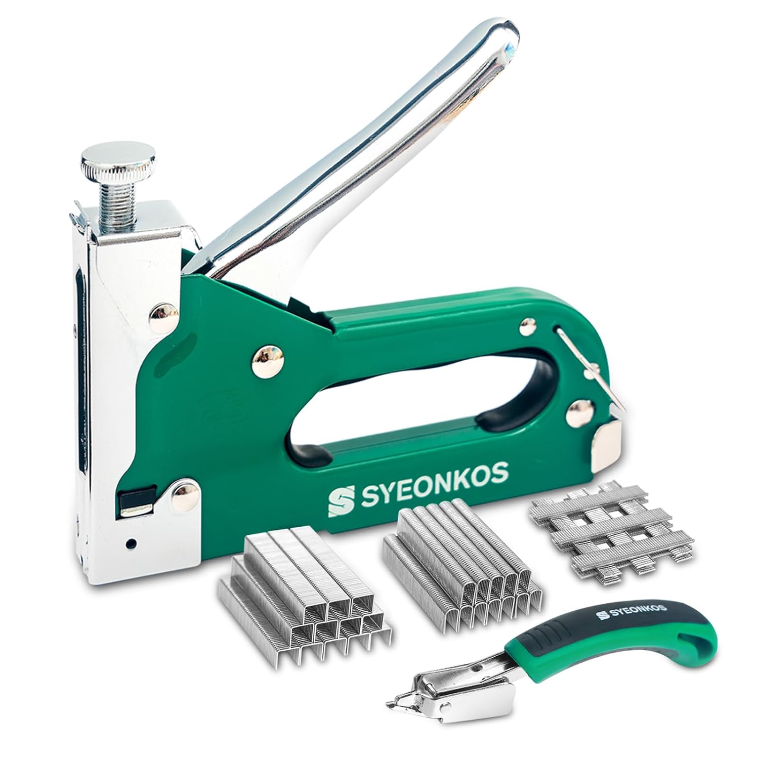 SYEONKOS Staple Gun, 3 in 1 Staple Gun Heavy Duty for Upholstery Wood, with 3000 Staples, Suitable for Interior Decoration Wood