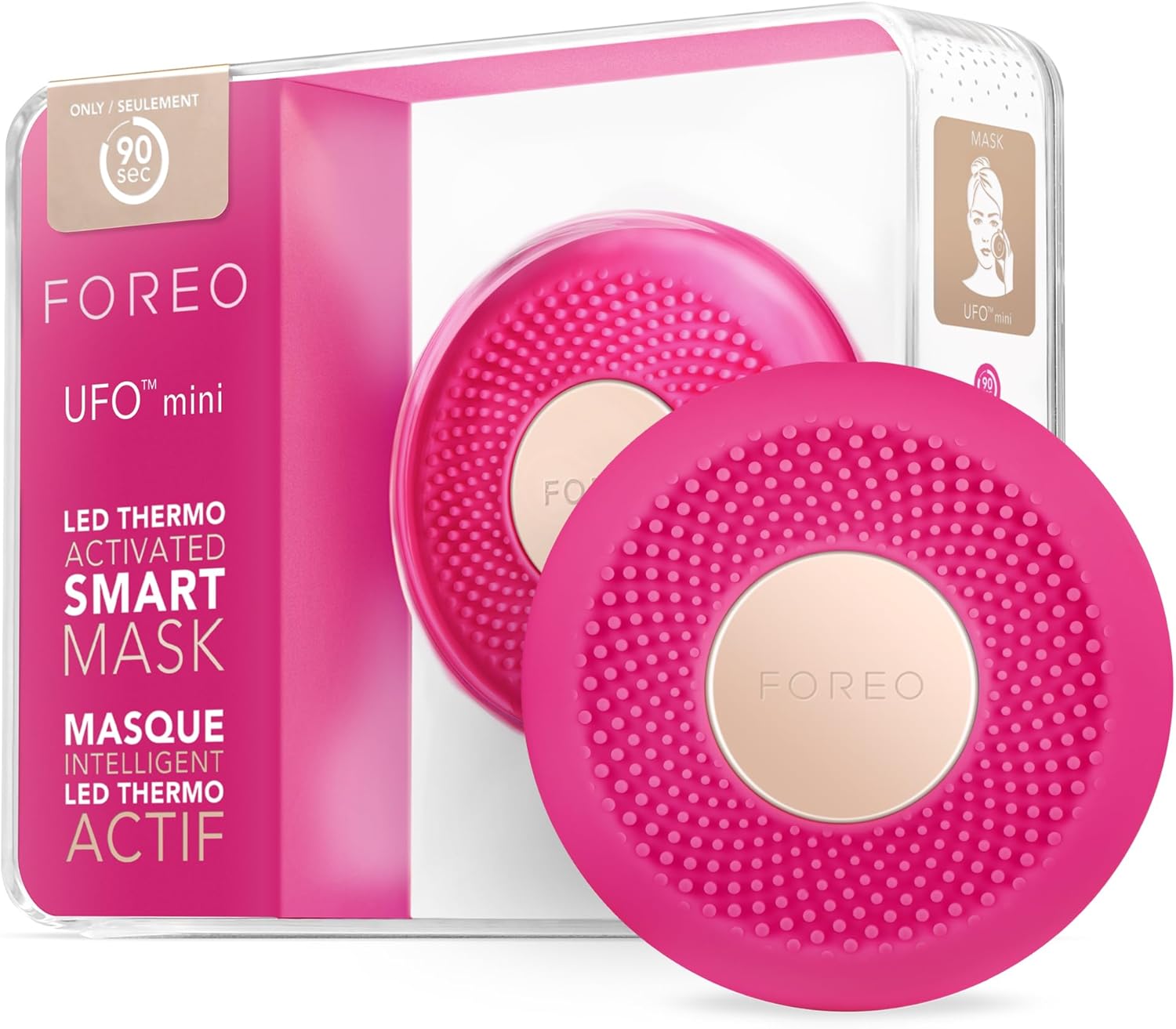 Foreo Ufo Mini Full Facial Led Mask Treatment, Red Light Therapy, Face Masks Beauty Treatment, Korean Skincare, Thermotherapy & Face Massager, Moisturiser, Increased Skin Care Absorption, Pearl Pink