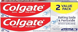 Colgate Baking Soda & Peroxide Toothpaste - Whitens Teeth, Fights Cavities & Removes Stains, Brisk Mint, 6 Ounce (Pack of 2)