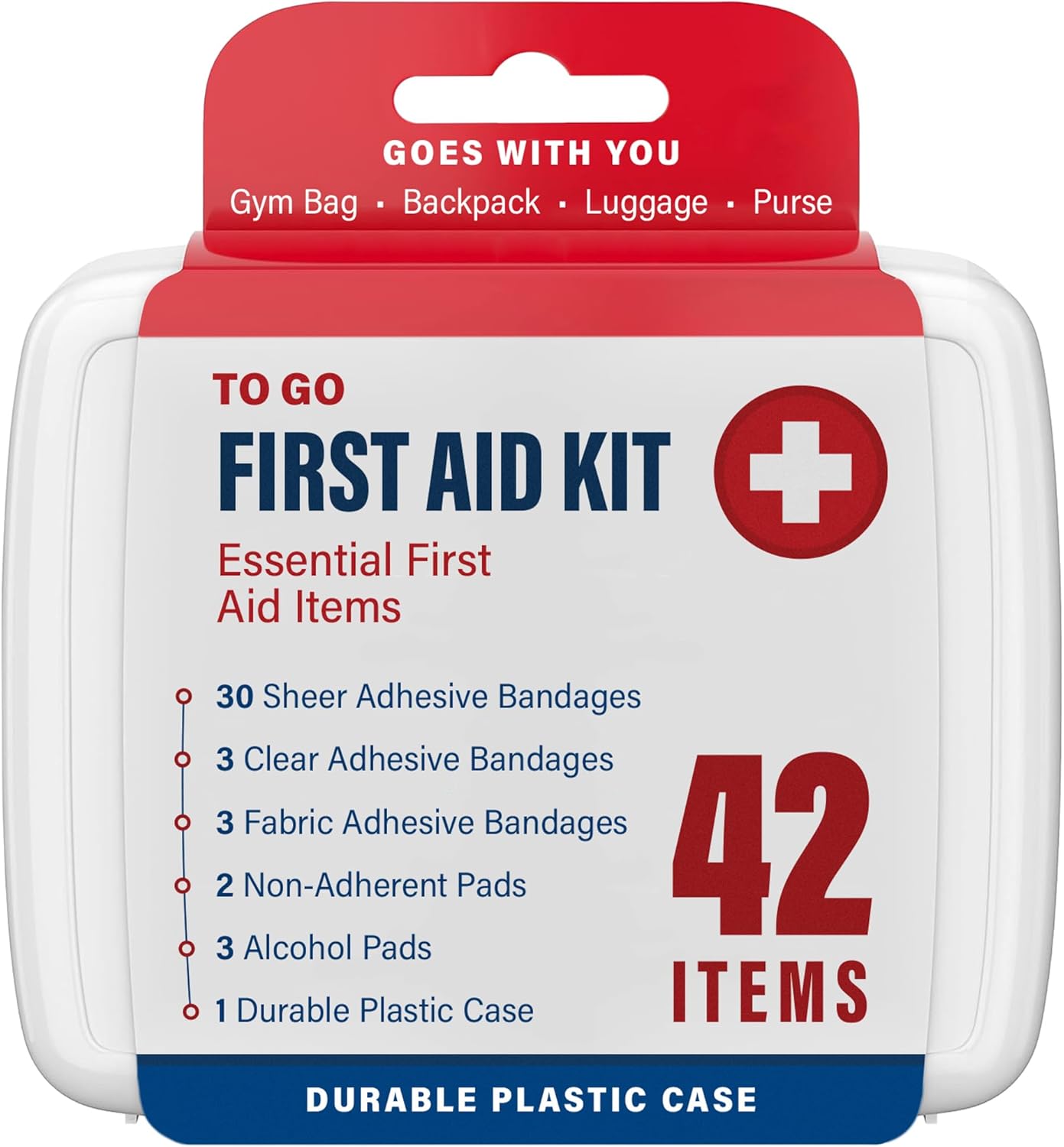 DecorRack First Aid Kit, Small Travel Size Kit, First Aid Patch with 42 Items, Durable Plastic Box Perfect for Car, Home, Boat, or Camping, (42 Pieces)