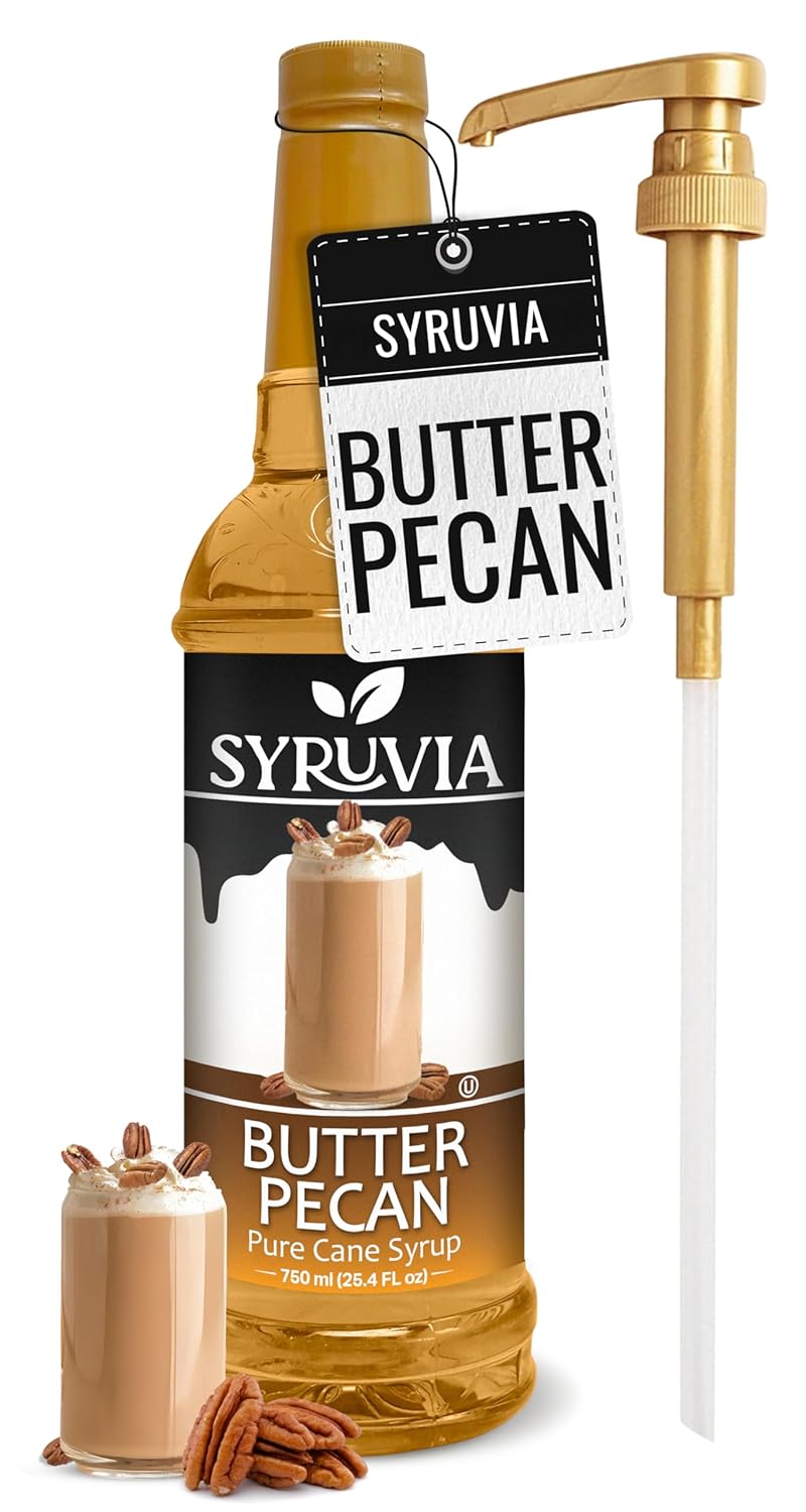Syruvia Butter Pecan Syrup For Coffee 25.4 Ounces Butter Pecan Flavoring For Coffee With Pump