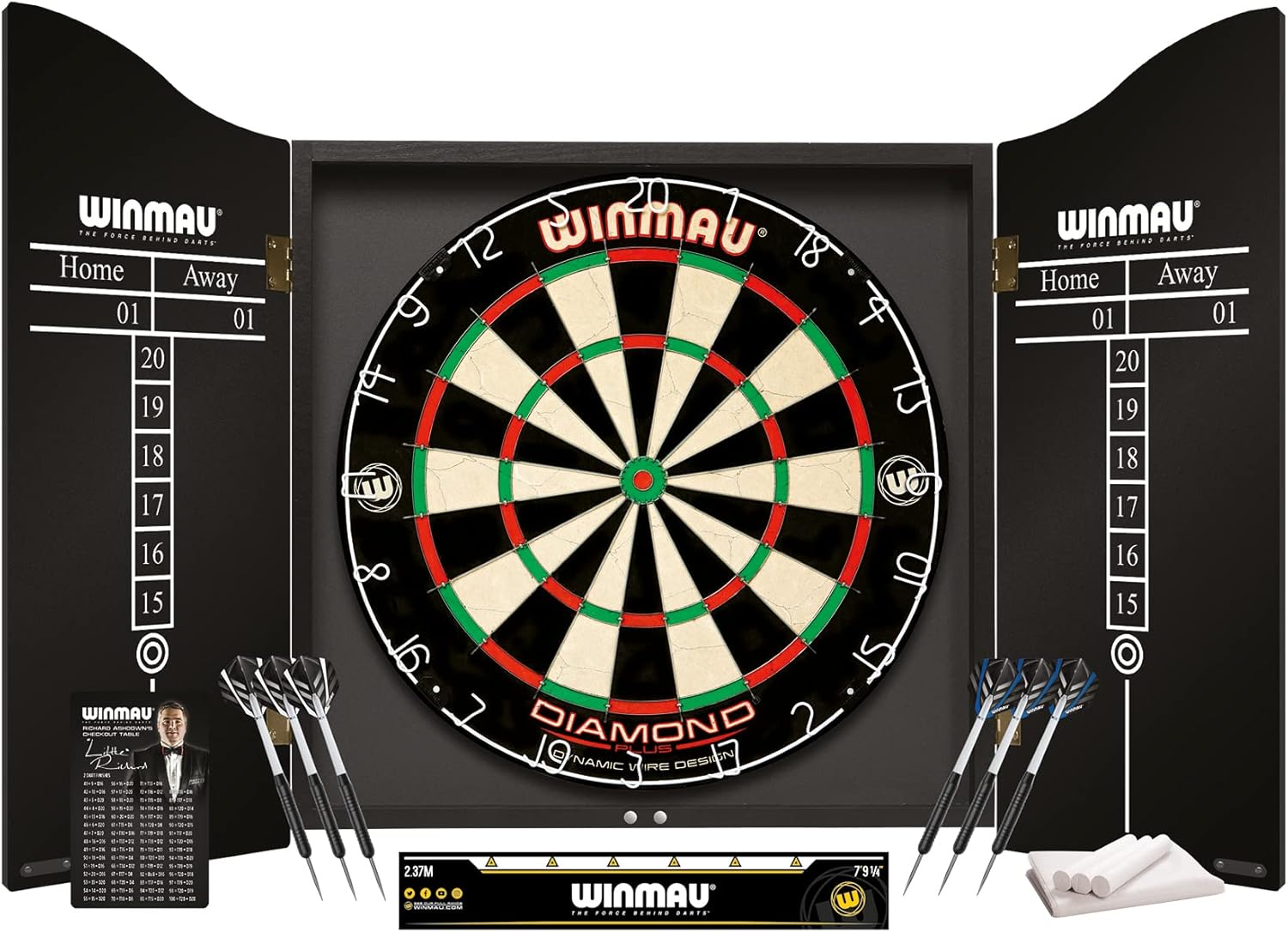 WINMAU Diamond Plus Dart Board Range - Diamond Plus Dartboard, Surround Sets and Cabinet Sets with Darts and Accessories