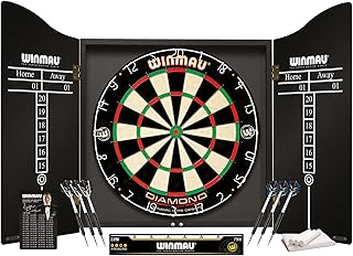 WINMAU Diamond Plus Dart Board Range - Diamond Plus Dartboard, Surround Sets and Cabinet Sets with Darts and Accessories