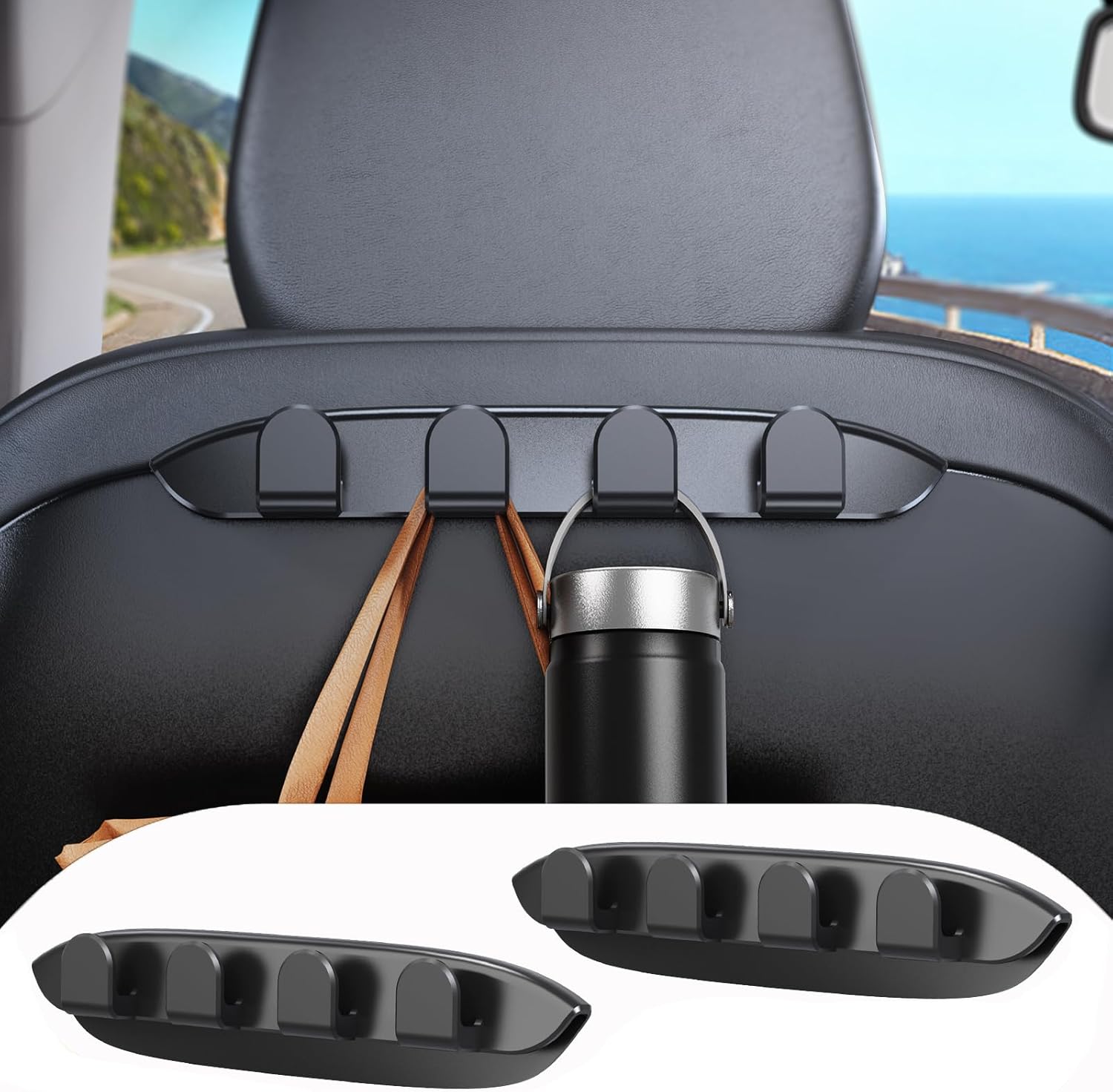 2 Pack Car Seat Hooks for Tesla Model Y Model 3 Accessories 2026 2025 2024 2023 2022 2021, Purse Hanger for Car, Automotive Seat Back Organizers for Purses Bags, Handbag Backpack Grocery Bag