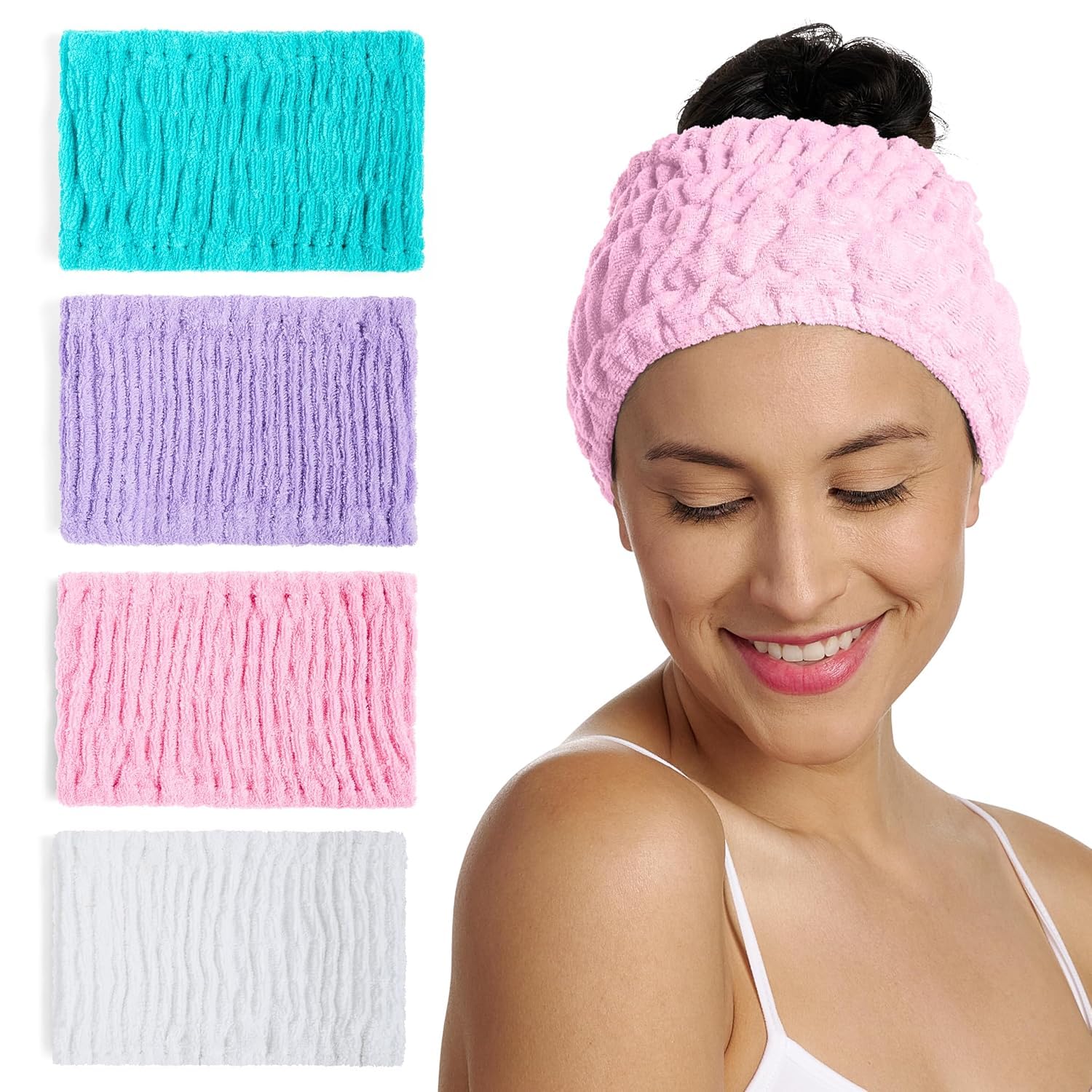 Turbie Twist 4-Pack Cotton Headbands – Extra-Wide, Comfy, All Hair Types, Classics