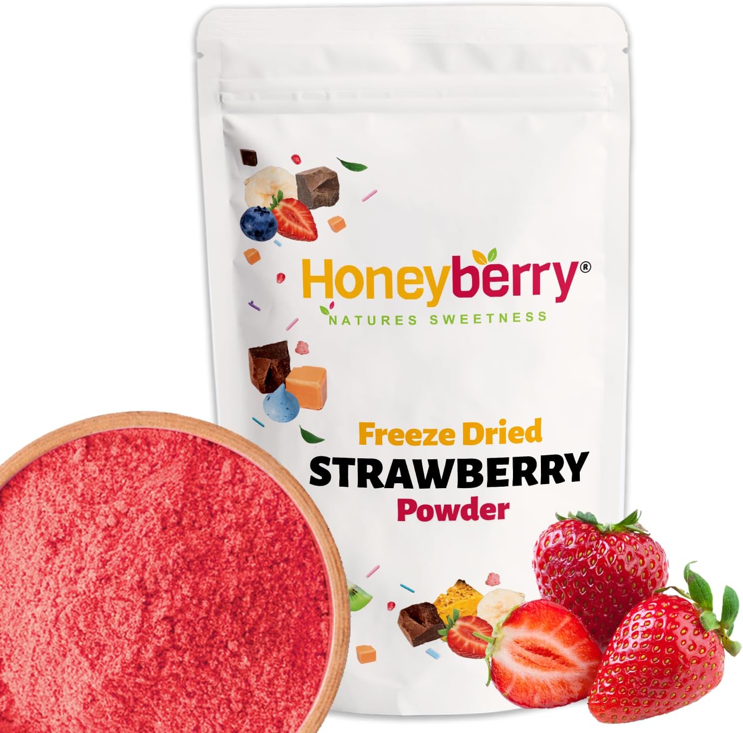 Freeze Dried Strawberry Powder 100g - Freeze Dried Fruit Powder - 100% Natural, No Added Sugar or Preservatives Strawberry Powder