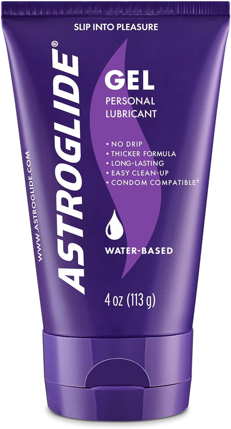 Astroglide Water Based Lube (4oz), Ultra Gentle Gel Personal Lubricant for Vaginal and Anal Sex, Stays Put with No Drip, Sex Lube, Long-Lasting for Men, Women and Couples, Safe for Toys