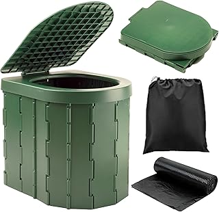 KINSPORY Camping Toilet, Portable Toilet for Adults & Kids, Foldable Potty & Outdoor Emergency Sanitation Products, Trash Can, Stool for Car Truck Camping Travel Hiking Fishing Long Trips