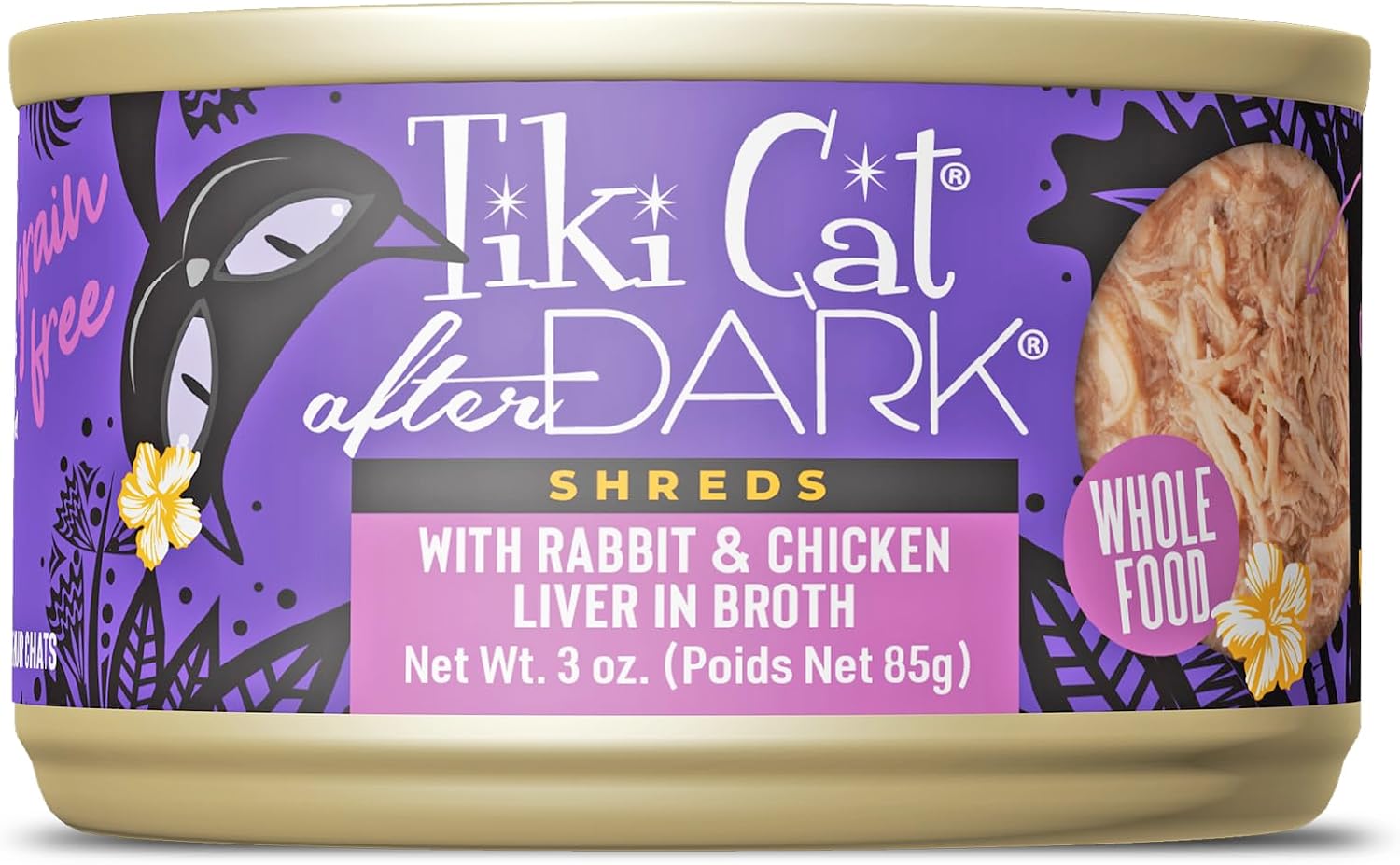Tiki Cat After Dark Shreds Wet Cat Food, Rabbit & Chicken Liver, 3 oz. Can