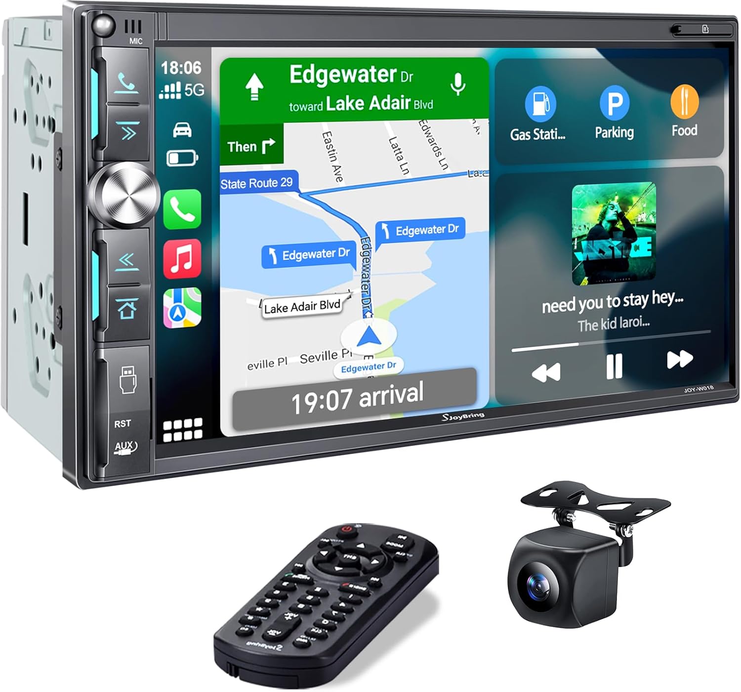 7" Double Din Car Stereo with Apple CarPlay & Android Auto | Wireless QLED Touchscreen Car Radio | Bluetooth | Backup Camera | AM/FM | 240W 4.2 CHN Audio | 2 Subwoofer Outputs