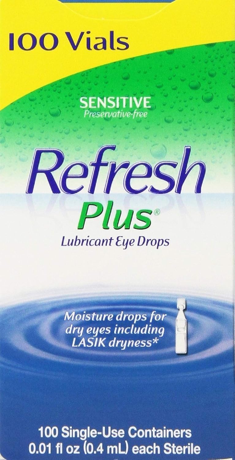 Allergan Refresh Plus Lubricant Eye Drops Single-Use Vials - LargerSize 2Pack (100 ct )