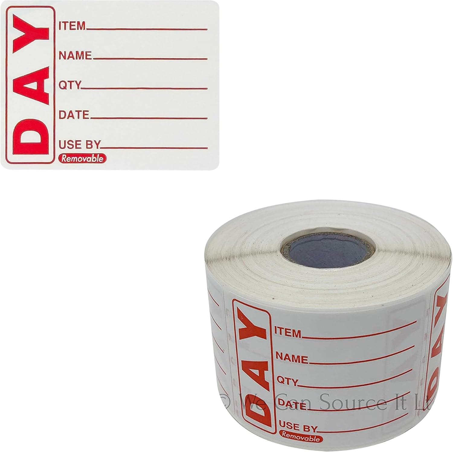 We Can Source It Ltd - Red Removable "Use By" Food Labels - Food Life, Product Rotation Prep Sticker Roll - 50 x 65mm - For Restaurants, Food Trucks, Grocery Stores - 1 Roll (500 Lables)