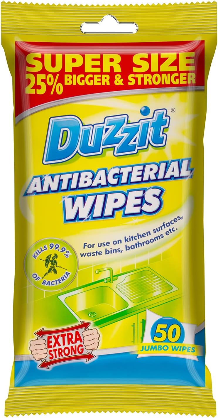 Duzzit Antibacterial Wipes, Pack Of 50