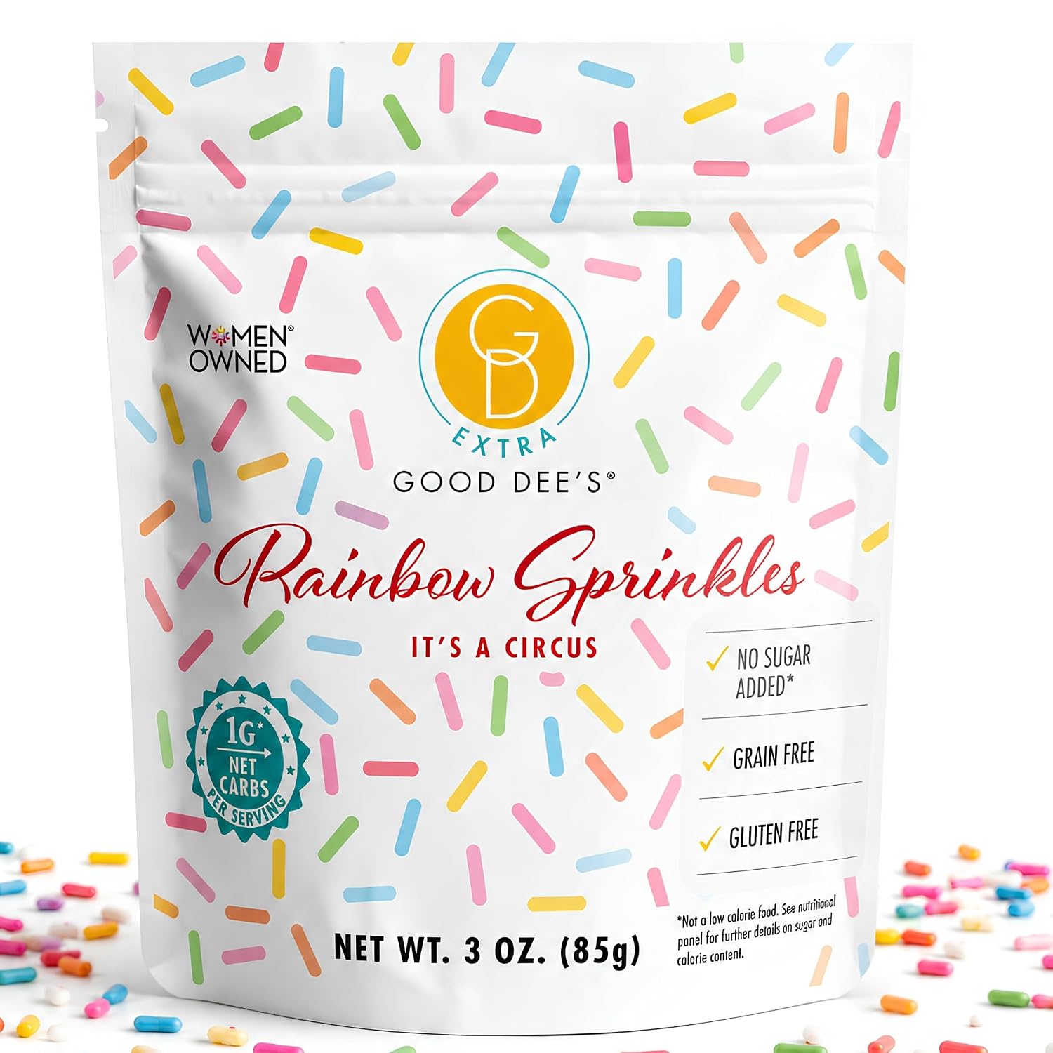 Good Dees Keto Rainbow Sprinkles (1g Net Carbs Per Serving) - Sugar Free Low Carb Keto Dye Free Sprinkles Made with Natural Coloring & Gluten Free | Topping for Cookie, Cake Decoration & Ice Cream