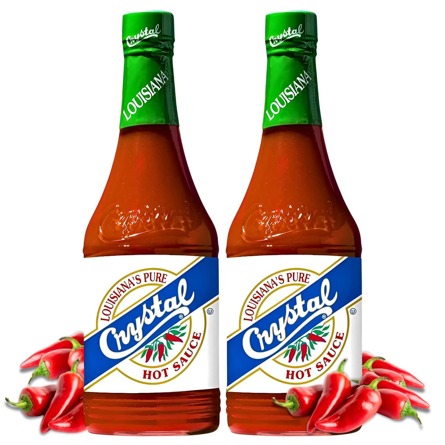 Crystal Hot Sauce 12oz (Pack of 2) - Louisiana's Pure Hot Sauce, Original Flavor - Low Fat - Low Sodium - Perfect for Spicing Up Sandwiches, Soups, Stews, Fries and More