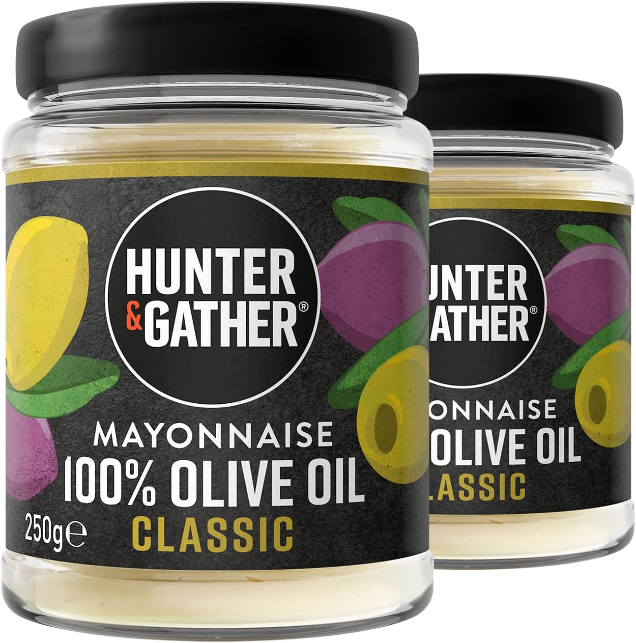 Hunter & Gather Olive Oil Mayonnaise 2 x 250g | Seed Oil Free I Made with Olive Oil & British Free Range Egg Yolk | Paleo, Keto, Sugar and Gluten Free Olive Oil Mayo