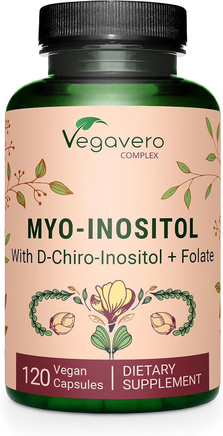 Myo-Inositol & D-Chiro Inositol | Hormone Balance & Ovarian Support | with Folate, Resveratrol, CoQ10 | 40:1 Ratio | Lab-Tested | 120 Caps | Vegan
