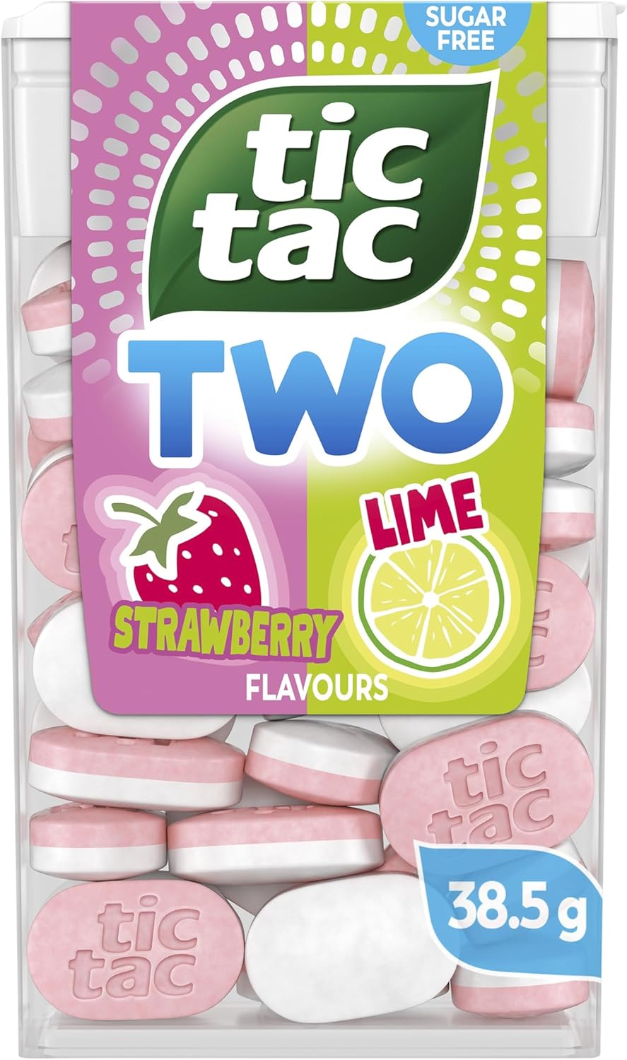 Tic Tac Two Strawberry Lime Fruit Sugar Free Sweets, Mints, 1 Pack (38.5g)