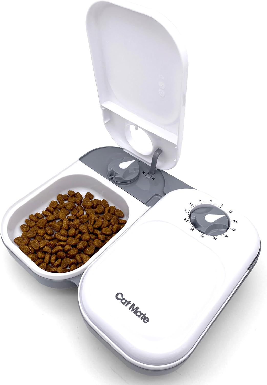 Cat Mate C200 Automatic 2 Meal Timer-Controlled Pet Feeder (401) - For Cats and Small Dogs, Includes Ice Pack for Wet and Dry Food, Meals up to 400 g Each, White