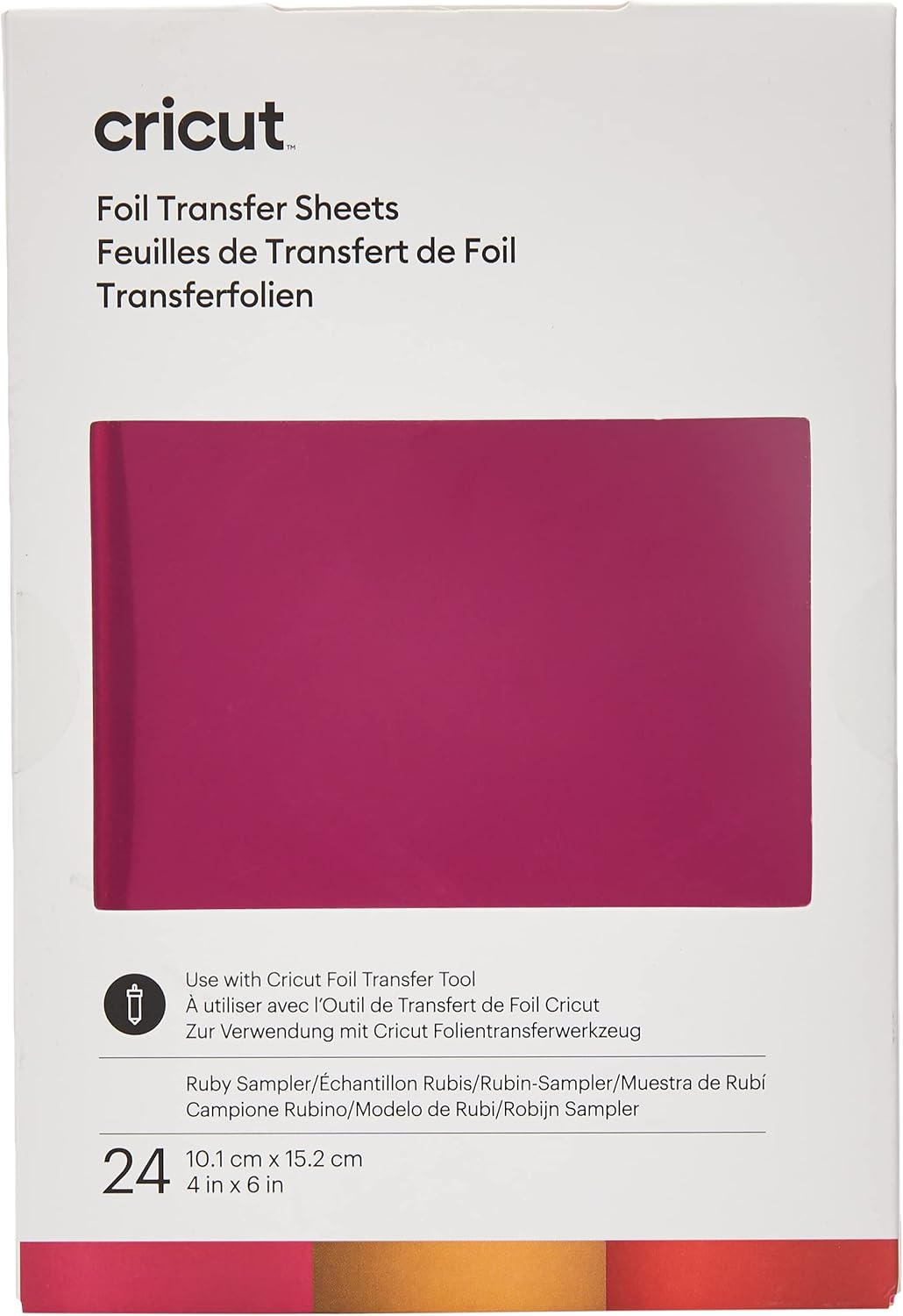 Cricut 2008717 Foil Transfer Sheets Sampler, Ruby (24 ct), 24 Pack