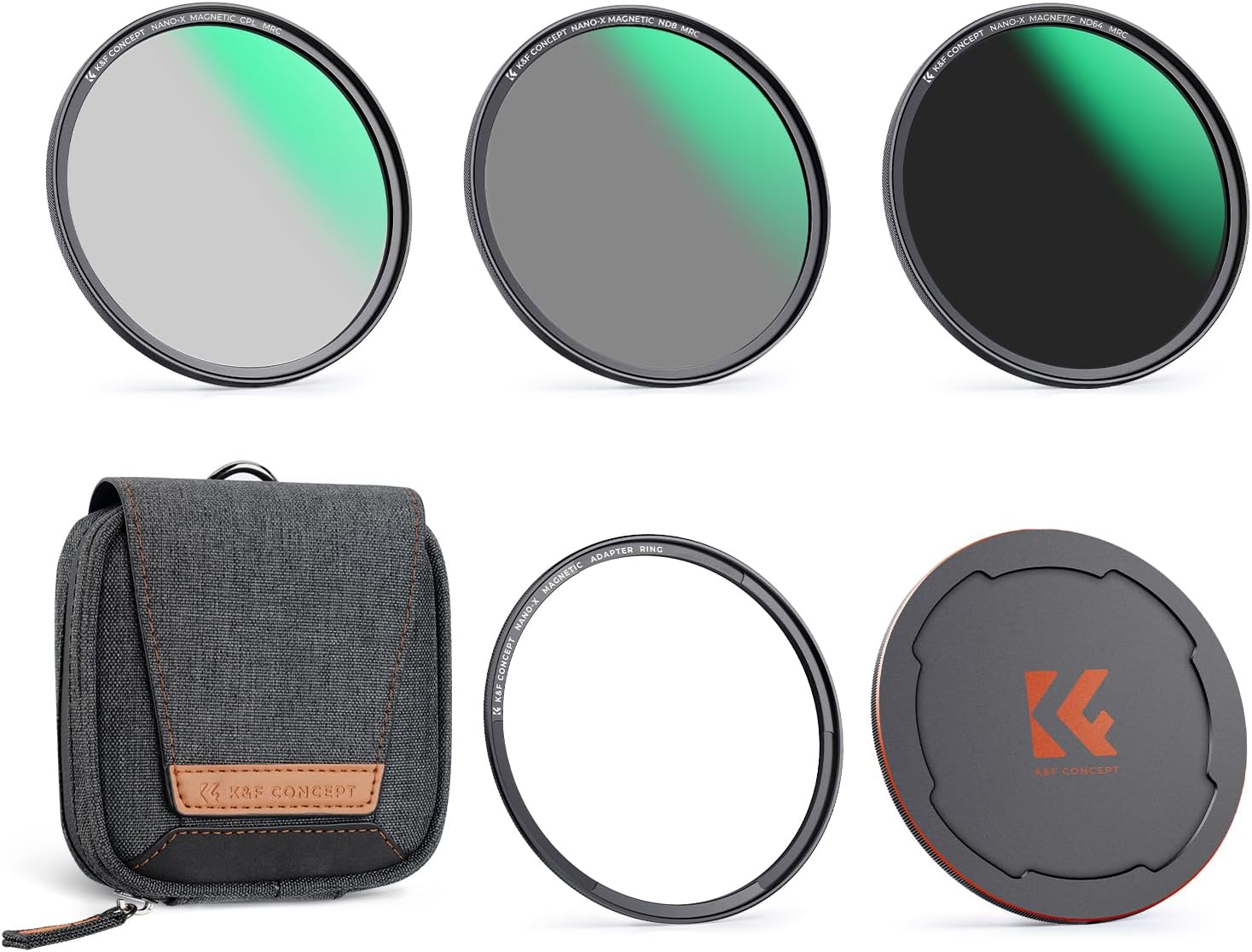 K&F Concept 77mm 5-in-1 Magnetic Lens Filter Kit, Includes CPL+ ND8+ ND64+ Lens Cap+ Adapter Ring, Neutral Density Multi-Layer Coating HD Optical Glass &Waterproof Pouch (Nano-X Series)