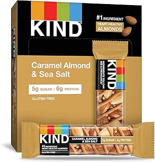 KIND Bars, Caramel Almond & Sea Salt, Healthy Snacks, Gluten Free, Low Sugar, 6g Protein, 12 Count
