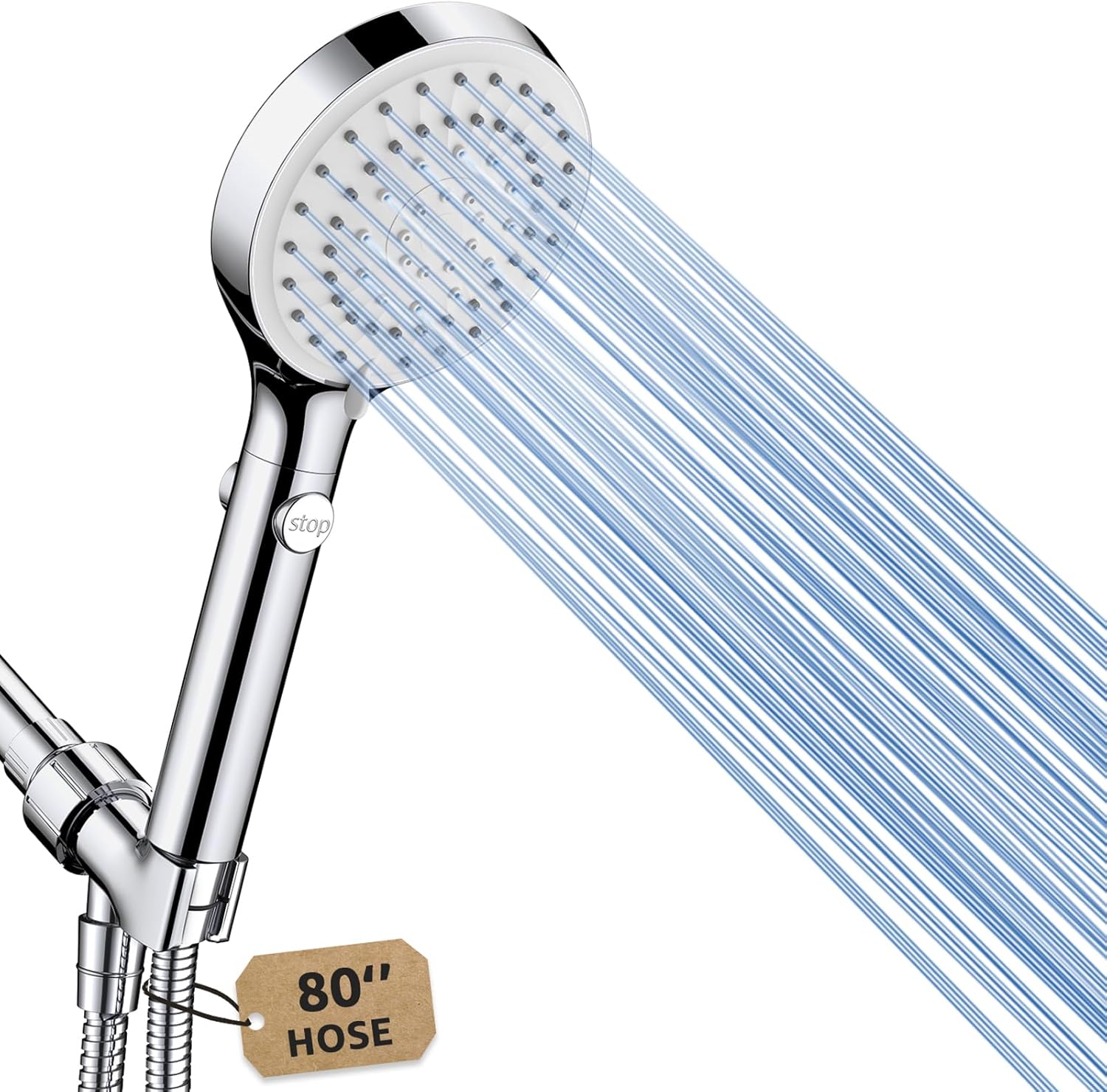 FASDUNT Shower Head with Handheld, High Pressure Handheld Shower Head with 80" Extra Long Stainless Steel Hose & Adjustable Bracket, Showerhead with ON/OFF Switch for Pets Bath